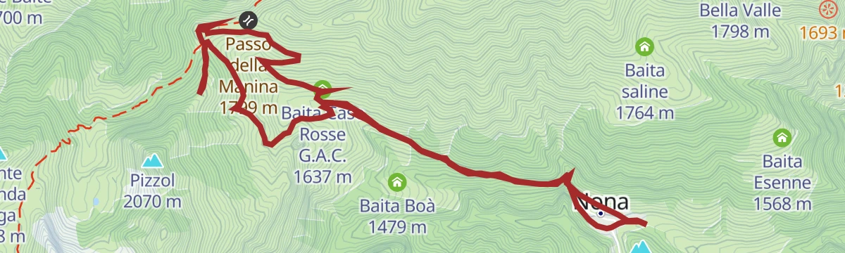 Route map: Trekking Nona-Passo della Manina